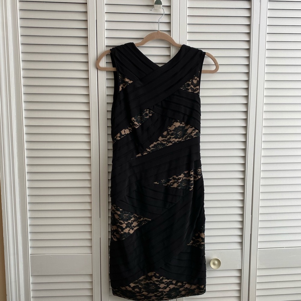 Adrienne pappel  black with lace cocktail dress